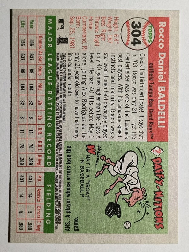 2004 Topps Heritage #304 Rocco Baldelli