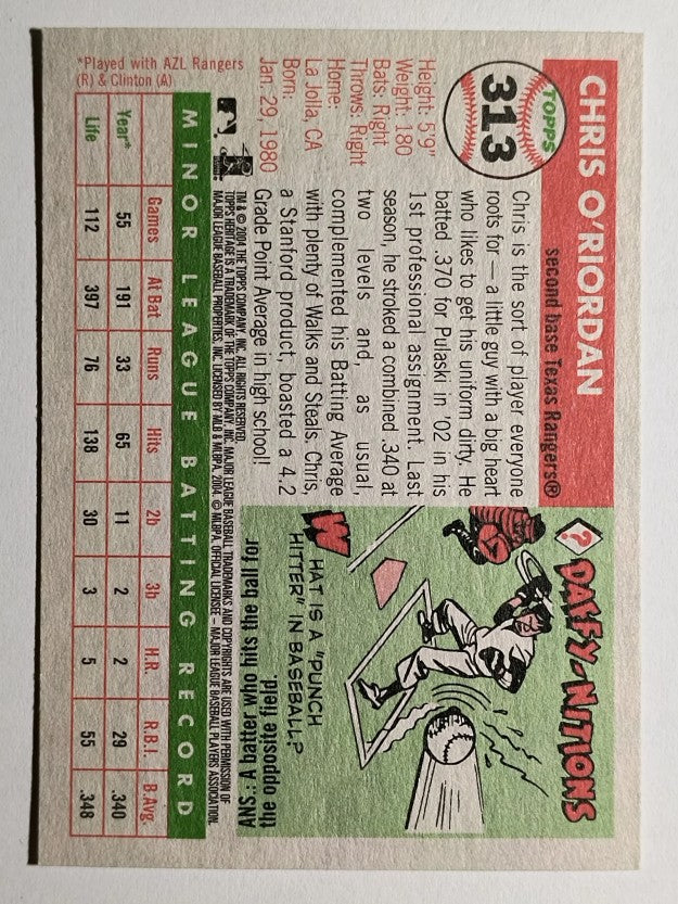 2004 Topps Heritage #313 Chris O'Riordan RC