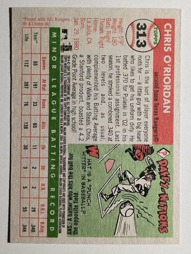 2004 Topps Heritage #313 Chris O'Riordan RC