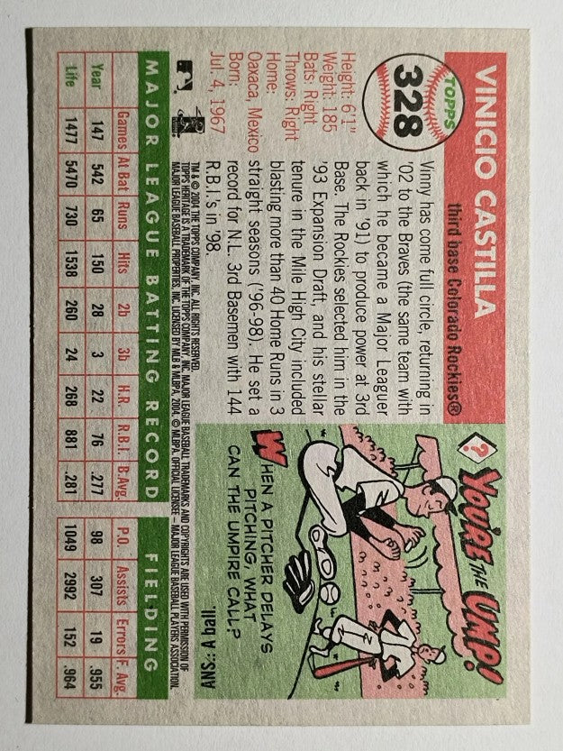 2004 Topps Heritage #328 Vinny Castilla