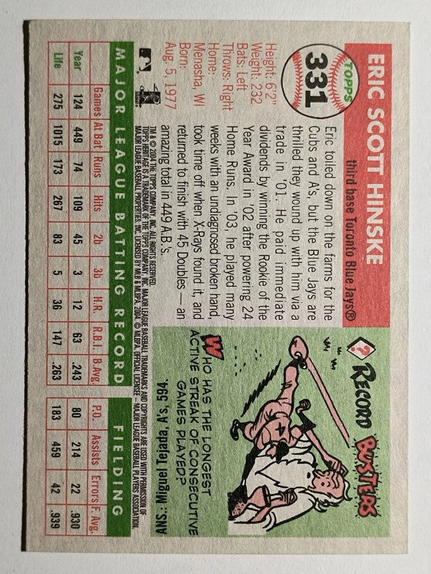 2004 Topps Heritage #331 Eric Hinske