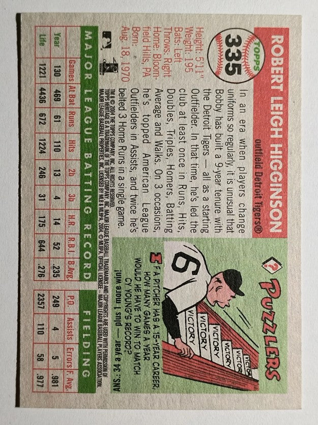 2004 Topps Heritage #335 Bobby Higginson