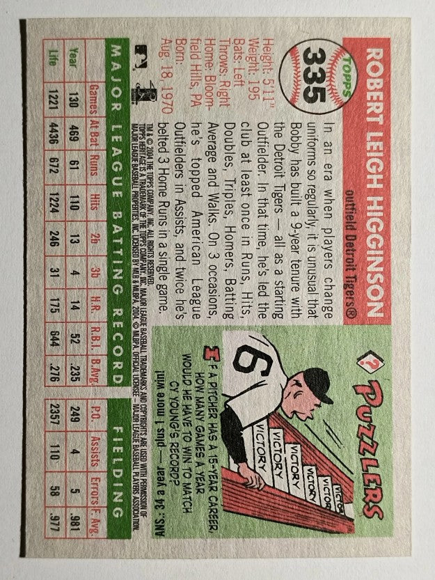 2004 Topps Heritage #335 Bobby Higginson