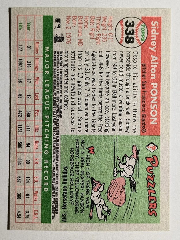 2004 Topps Heritage #338 Sidney Ponson