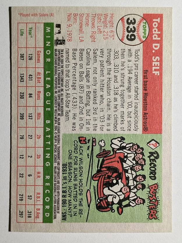 2004 Topps Heritage #339 Todd Self RC