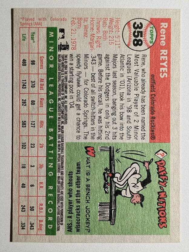 2004 Topps Heritage #358 Rene Reyes