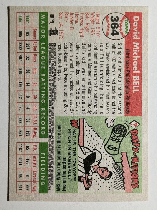 2004 Topps Heritage #364 David Bell