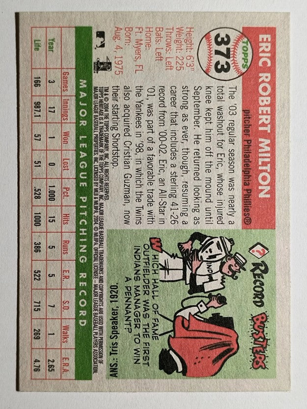 2004 Topps Heritage #373 Eric Milton
