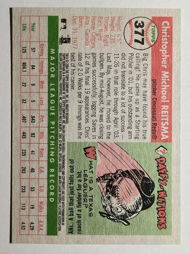 2004 Topps Heritage #377 Chris Reitsma