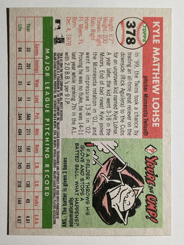 2004 Topps Heritage #378 Kyle Lohse