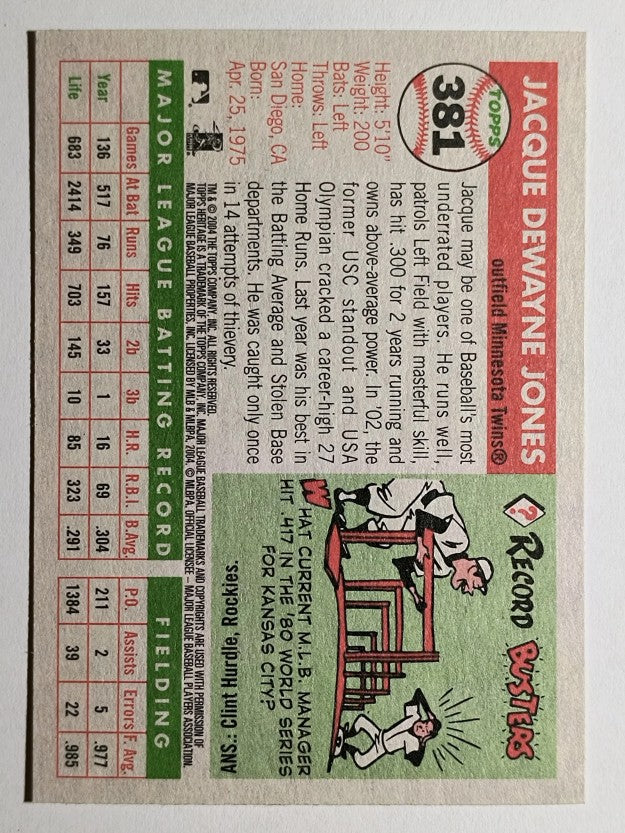 2004 Topps Heritage #381 Jacque Jones
