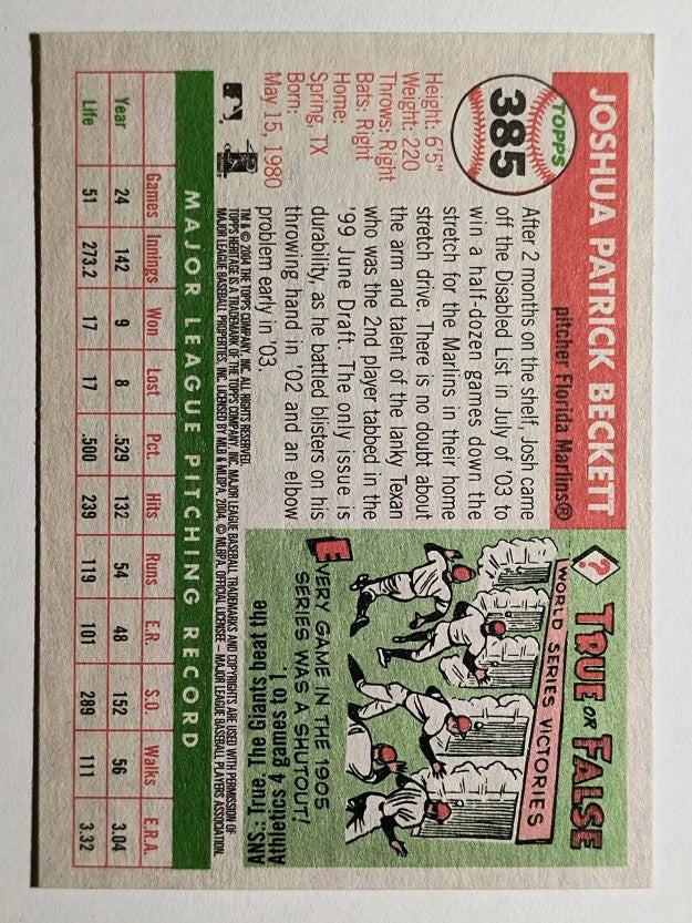 2004 Topps Heritage #385 Josh Beckett