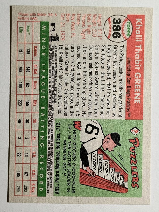 2004 Topps Heritage #386 Khalil Greene