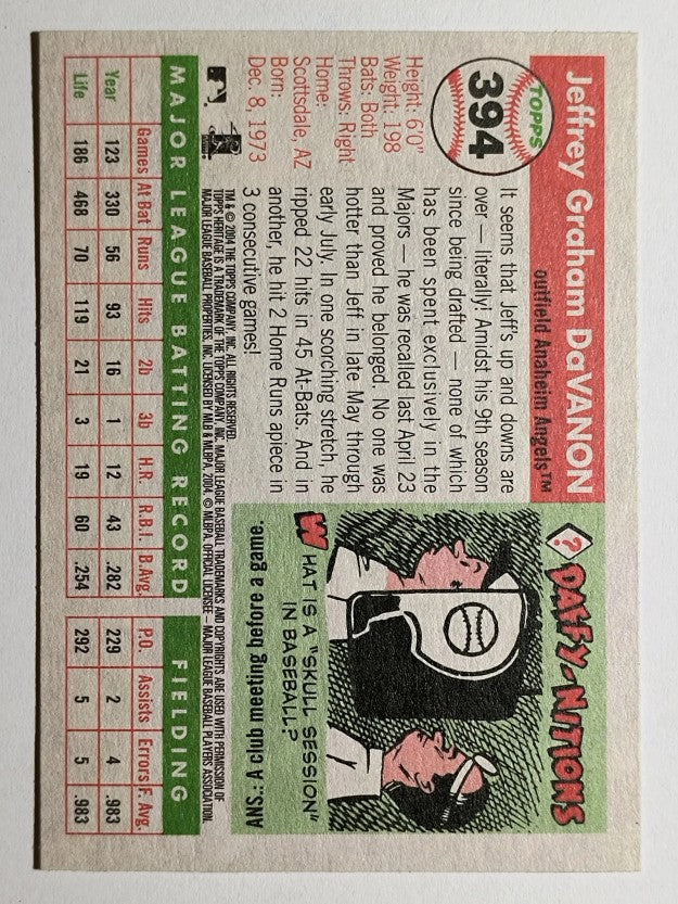 2004 Topps Heritage #394 Jeff Davanon
