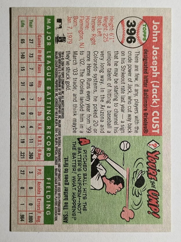 2004 Topps Heritage #396 Jack Cust