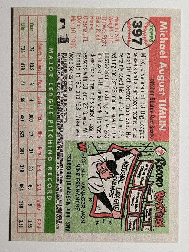 2004 Topps Heritage #397 Mike Timlin