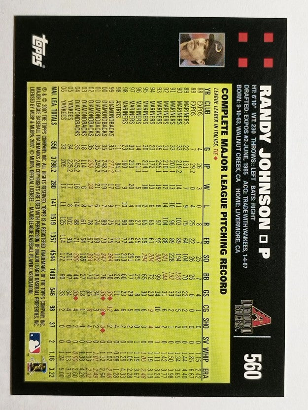 2007 Topps #560 Randy Johnson