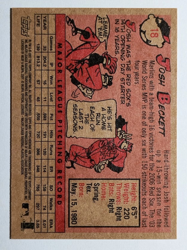 2007 Topps Heritage #18 Josh Beckett