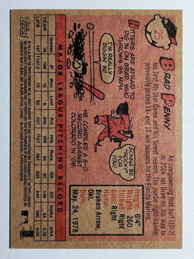2007 Topps Heritage #25 Brad Penny