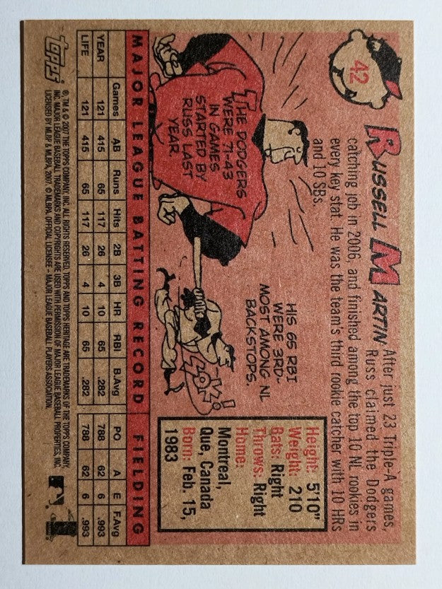 2007 Topps Heritage #42 Russell Martin