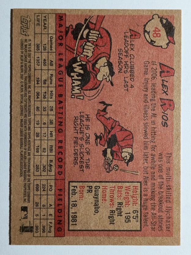 2007 Topps Heritage #48 Alex Rios