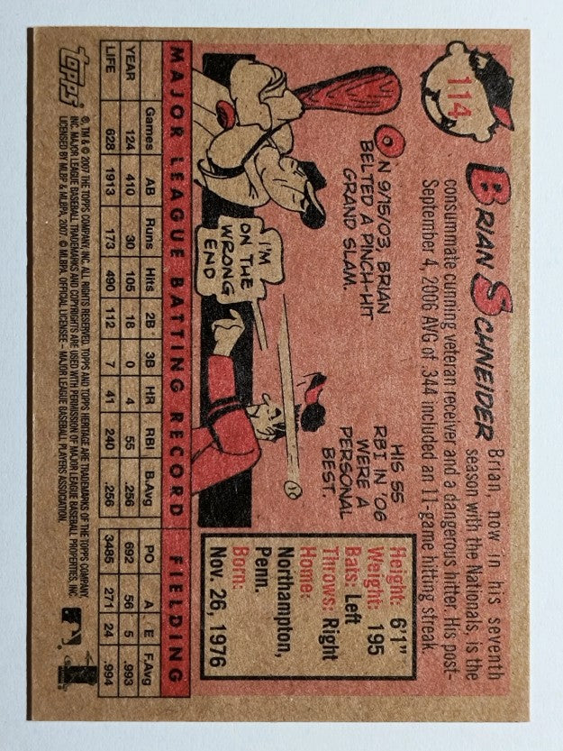 2007 Topps Heritage #114 Brian Schneider