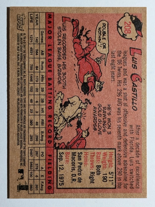 2007 Topps Heritage #208 Luis Castillo