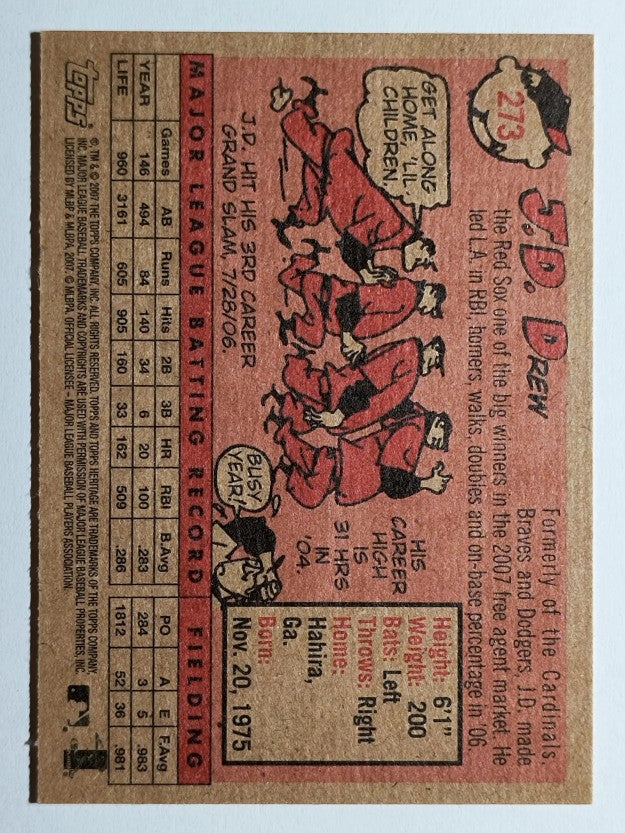 2007 Topps Heritage #273 J.D. Drew