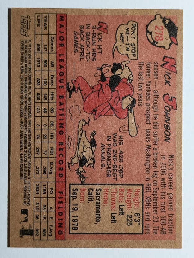 2007 Topps Heritage #278 Nick Johnson