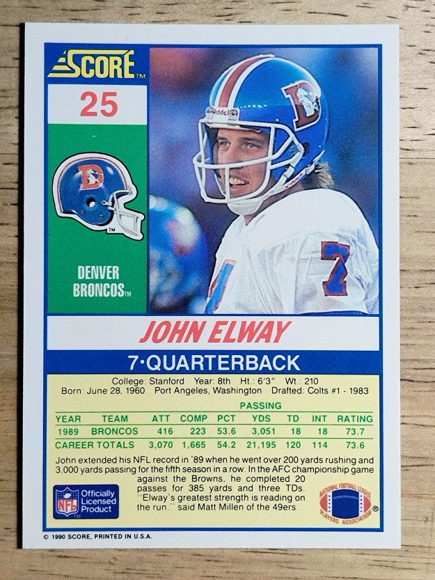 1990 Score #25 John Elway