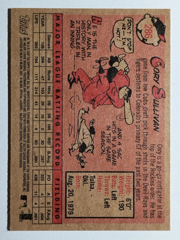 2007 Topps Heritage #286 Cory Sullivan