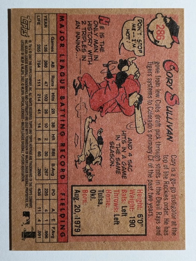 2007 Topps Heritage #286 Cory Sullivan