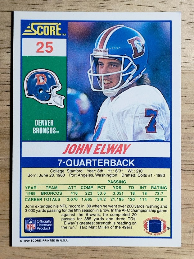 1990 Score #25 John Elway