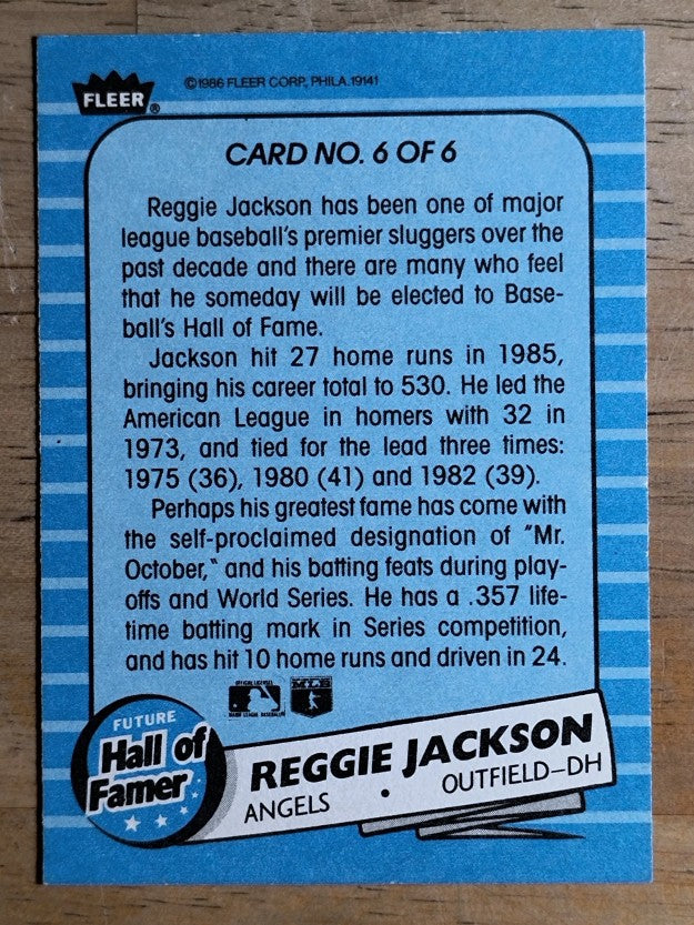 1986 Fleer Future Hall of Famers #6 Reggie Jackson