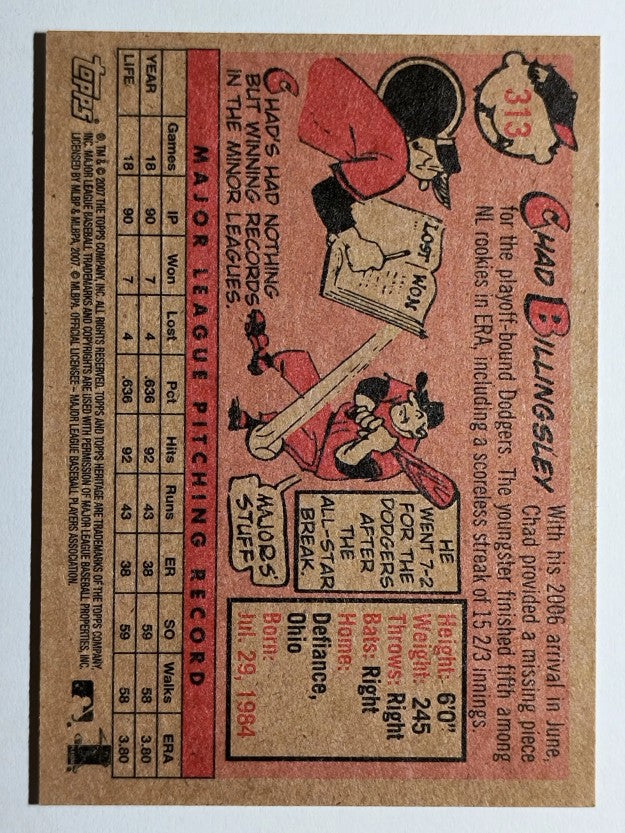 2007 Topps Heritage #313 Chad Billingsley