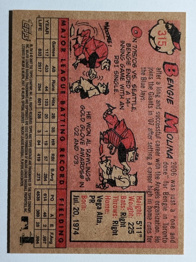2007 Topps Heritage #315 Bengie Molina