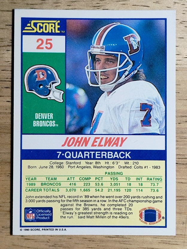 1990 Score #25 John Elway