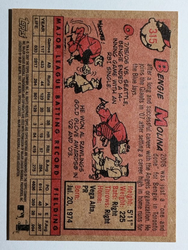 2007 Topps Heritage #315 Bengie Molina