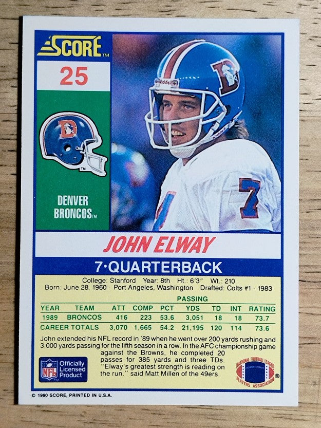 1990 Score #25 John Elway