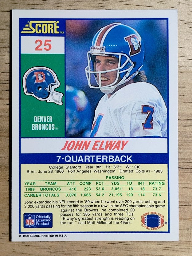 1990 Score #25 John Elway