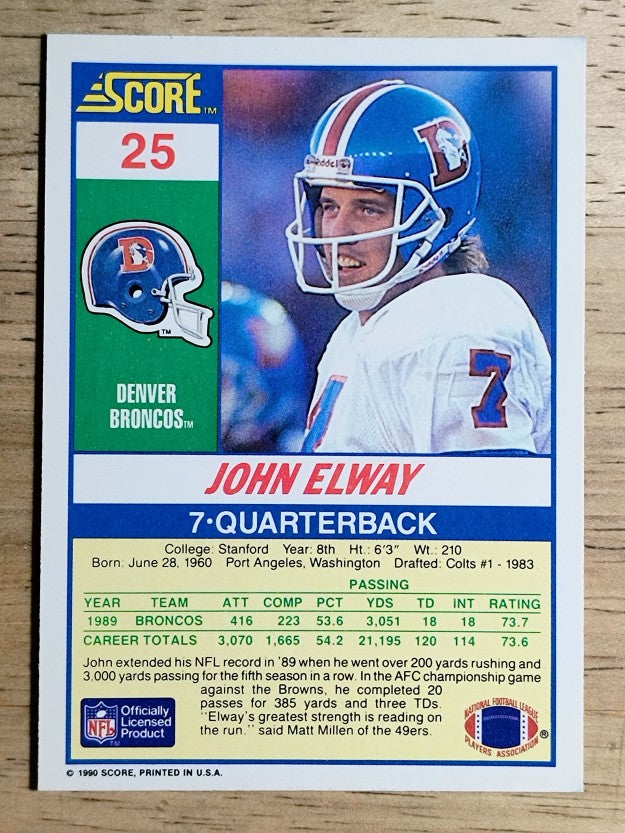 1990 Score #25 John Elway