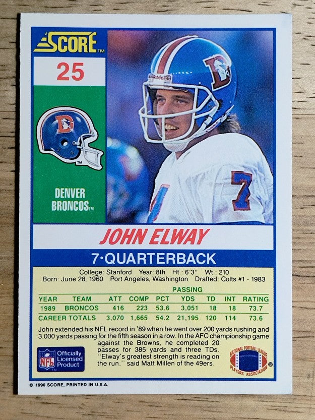 1990 Score #25 John Elway