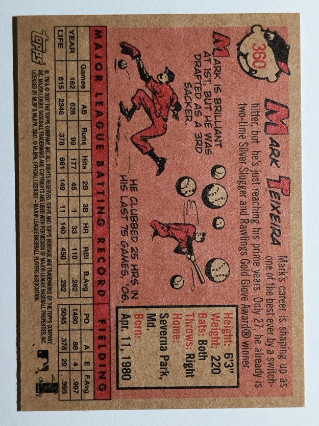 2007 Topps Heritage #360 Mark Teixeira