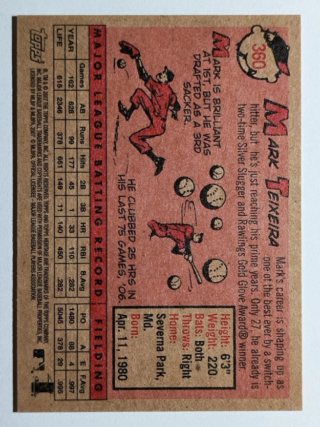 2007 Topps Heritage #360 Mark Teixeira