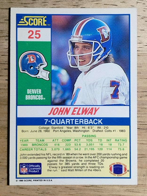 1990 Score #25 John Elway