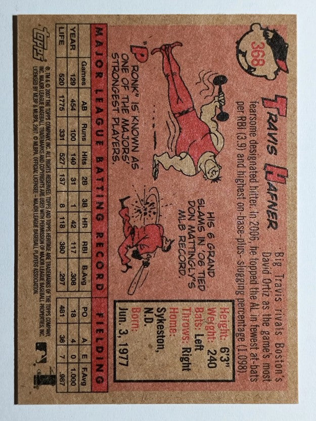 2007 Topps Heritage #368 Travis Hafner