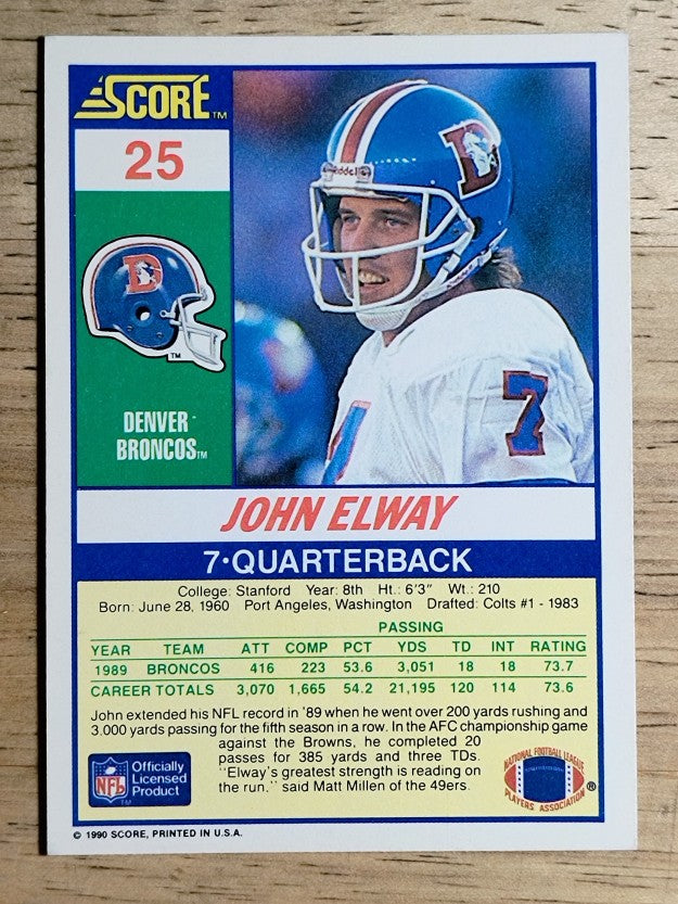 1990 Score #25 John Elway