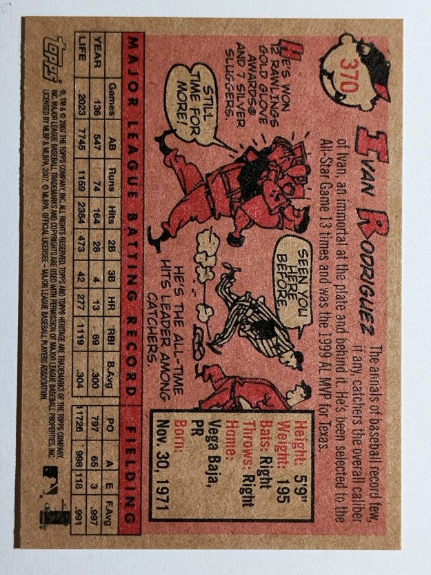 2007 Topps Heritage #370 Ivan Rodriguez