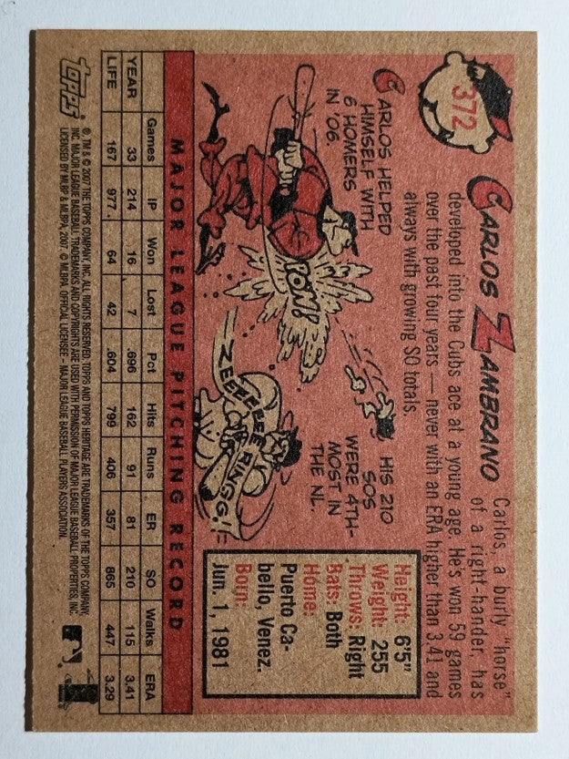 2007 Topps Heritage #372 Carlos Zambrano