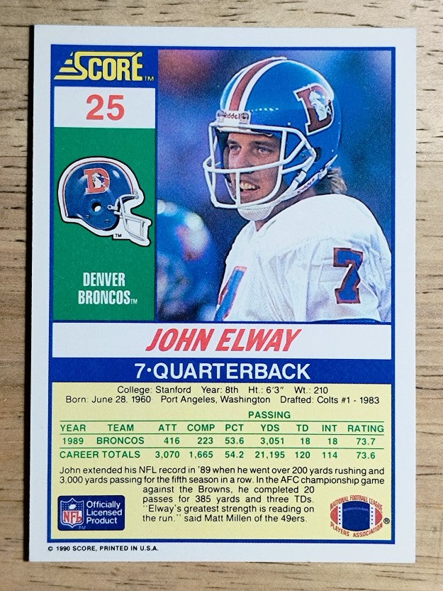 1990 Score #25 John Elway